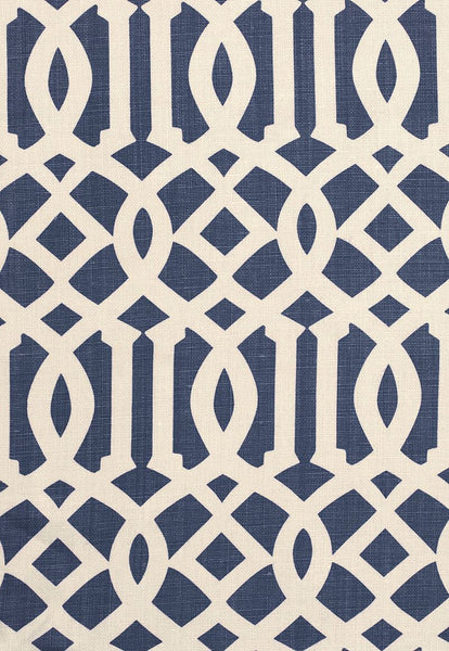 FSchumacher Fabric 174411 Imperial Trellis II Ivory, Navy
