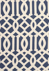 FSchumacher Fabric 174411 Imperial Trellis II Ivory, Navy