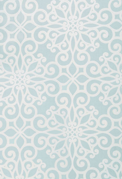 FSchumacher Fabric 174560 Rosegate Embroidered Print Aquamarine
