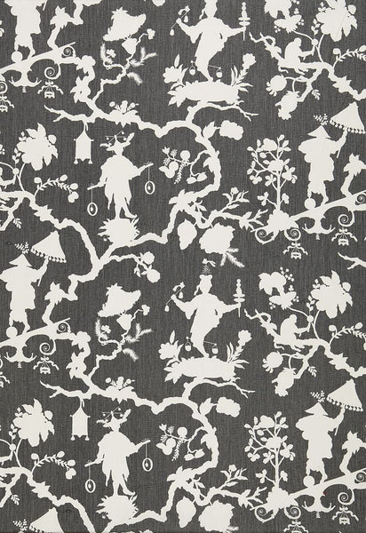 FSchumacher Fabric 174581 Shantung Silhouette Print Smoke