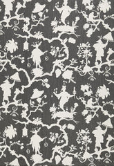 FSchumacher Fabric 174581 Shantung Silhouette Print Smoke