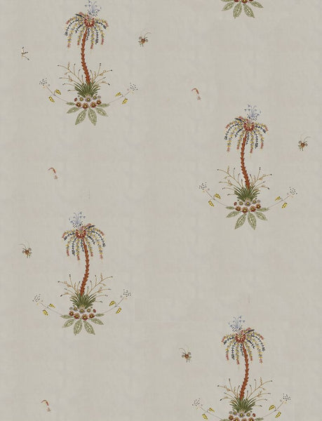 FSchumacher Fabric 22140 Royal Poncianna Embroidery Multi On Creme