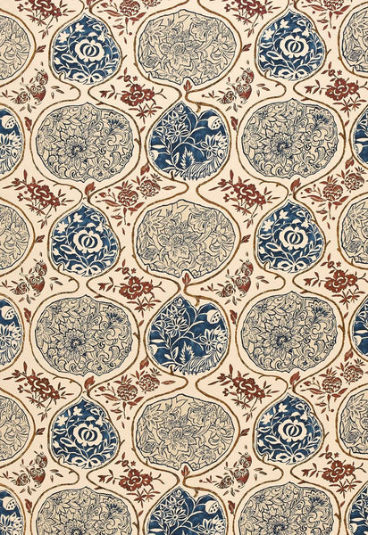 FSchumacher Fabric 2620931 Katsugi Indigo &amp; Cinnabar