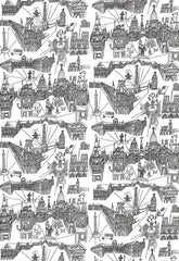 FSchumacher Fabric 2628830 Views Of Paris Black On White