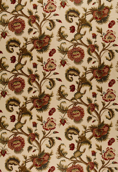 FSchumacher Fabric 2639312 Jacobean Printed Crewel Burnish Sage