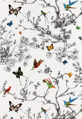FSchumacher Wallpaper 2704420 Birds &amp; Butterflies Multi On White
