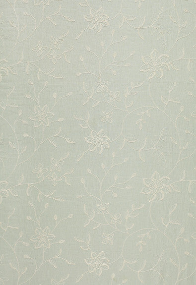 FSchumacher Fabric 3491000 Georgia Linen Embroidery Aqua