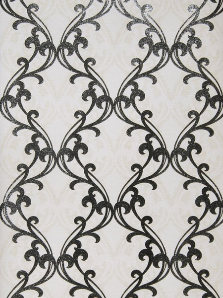 Fabricut Wallpaper 4648907 Gwyneth Cream Black