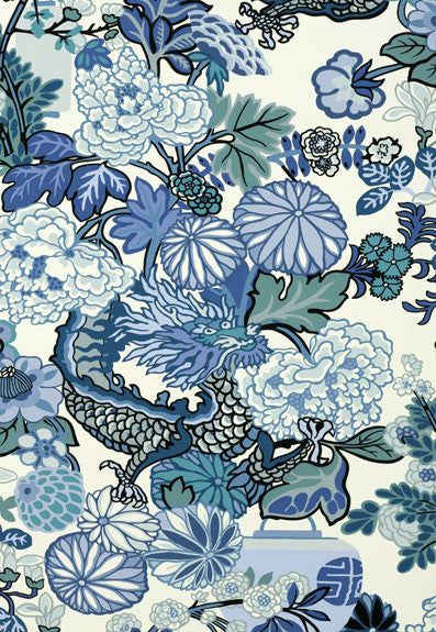 FSchumacher Wallpaper 5001062 Chiang Mai Dragon China Blue