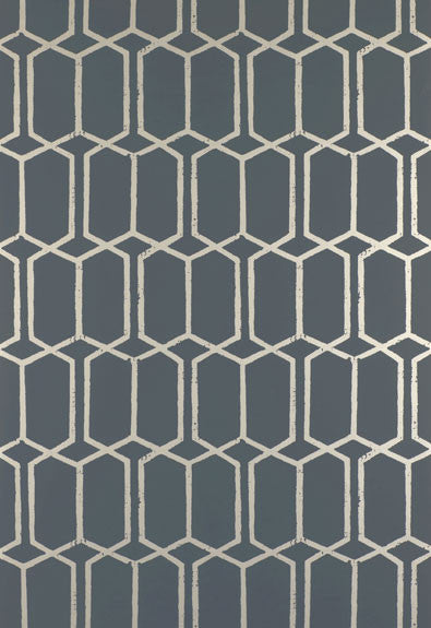 FSchumacher Wallpaper 5003281 Modern Trellis Charcoal Metallic