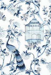 FSchumacher Wallpaper 5004081 Oiseaux Et Fleurs Porcelain