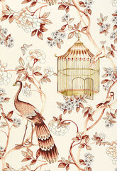FSchumacher Wallpaper 5004082 Oiseaux Et Fleurs Cinnabar