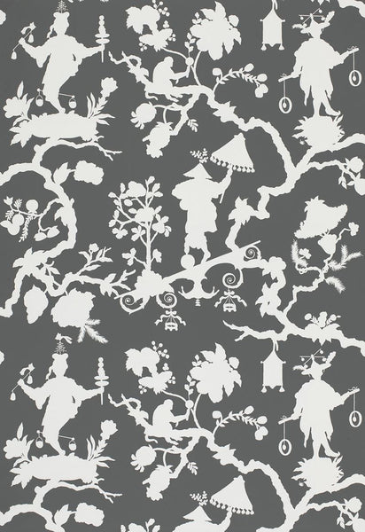 FSchumacher Wallpaper 5005151 Shantung Silhouette Print Smoke