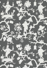 FSchumacher Wallpaper 5005151 Shantung Silhouette Print Smoke