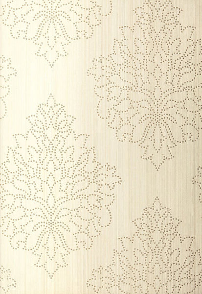FSchumacher Wallpaper 5005660 Beaded Damask Alabaster