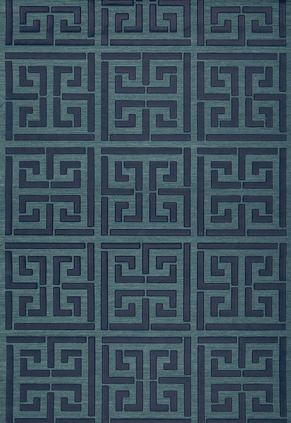 FSchumacher Wallpaper 5005691 Greek Key Sisal Peacock