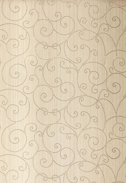 FSchumacher Wallpaper 5005720 Beaded Scroll Aged Silver