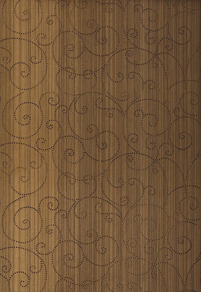 FSchumacher Wallpaper 5005723 Beaded Scroll Burnished Bronze