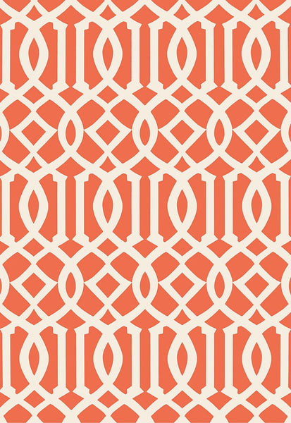 FSchumacher Wallpaper 5005800 Imperial Trellis II Ivory, Mandarin