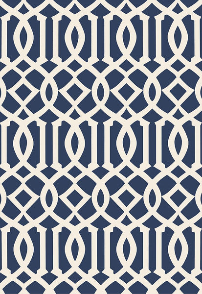 FSchumacher Wallpaper 5005801 Imperial Trellis II Ivory, Navy