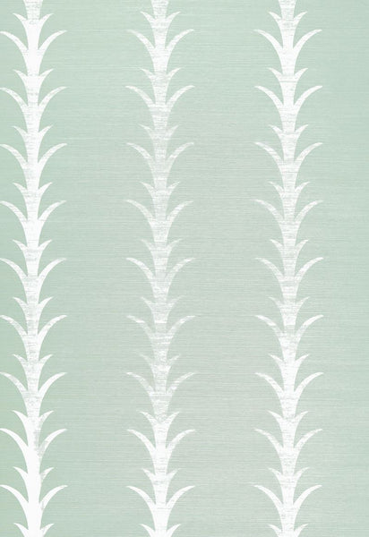 FSchumacher Wallpaper 5006053 Acanthus Stripe Seaglass &amp; Chalk