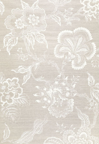 FSchumacher Wallpaper 5006090 Hothouse Flowers Sisal Fog &amp; Chalk