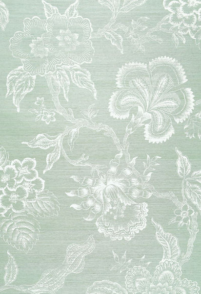FSchumacher Wallpaper 5006092 Hothouse Flowers Sisal Seaglass &amp; Chalk