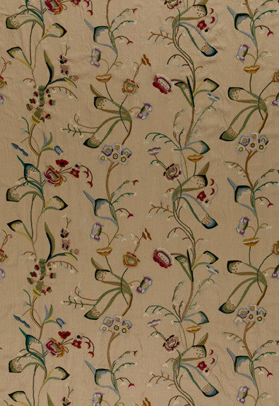 FSchumacher Fabric 52090 Vanessa Embroidery Chamois, Multi