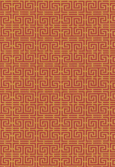 FSchumacher Fabric 54952 Chinois Fret Cinnabar, Gold