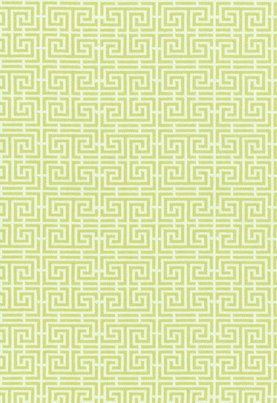 FSchumacher Fabric 54955 Chinois Fret Celadon, Ivory