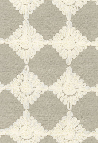FSchumacher Fabric 55871 Rosette Embroidery Linen