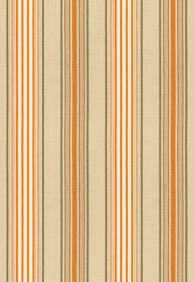 FSchumacher Fabric 62961 Saratoga Cotton Stripe Beige, Mocha, Pumpkin