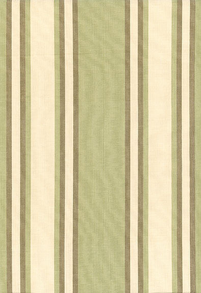 FSchumacher Fabric 62983 Seneca Cotton Stripe Green Tea, Mocha