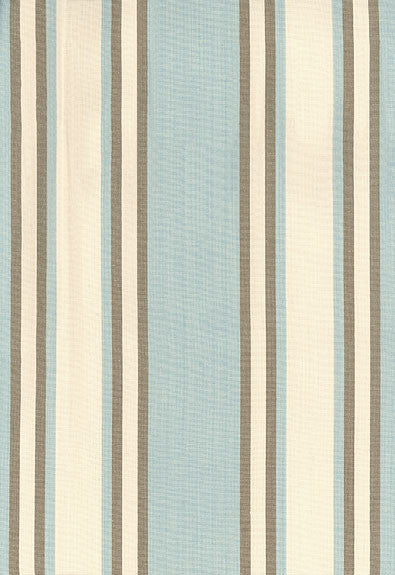 FSchumacher Fabric 62984 Seneca Cotton Stripe Aqua, Mocha