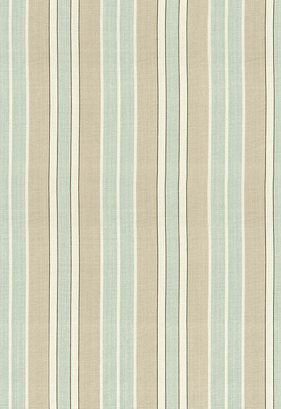 FSchumacher Fabric 62991 Beacon Cotton Stripe Aqua, Flax, Ivory