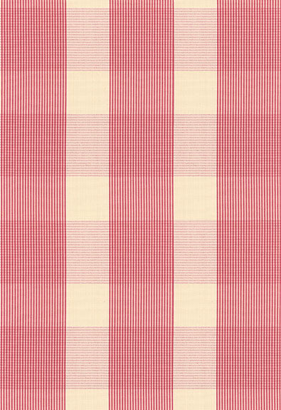 FSchumacher Fabric 63022 Avon Gingham Plaid Raspberry, Ivory