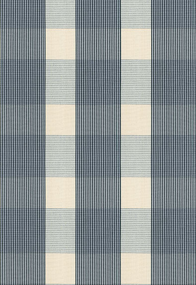 FSchumacher Fabric 63024 Avon Gingham Plaid Indigo, Sky