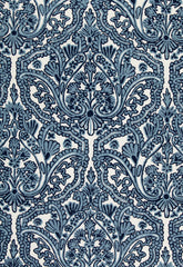 FSchumacher Fabric 64310 Claremont Crewel Embroidery Delft