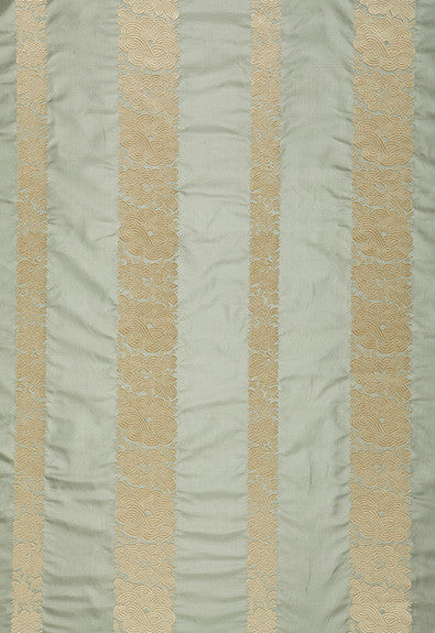 FSchumacher Fabric 64432 Mandarin Silk Stripe Ocean Mist