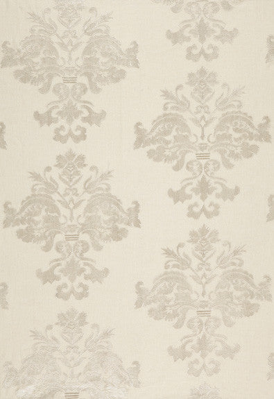 FSchumacher Fabric 64470 Margaux Linen Embroidery Winter White