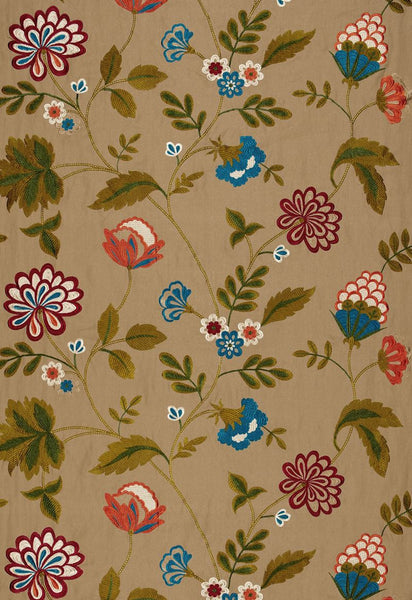 FSchumacher Fabric 64841 Palampore Embroidery Tobacco