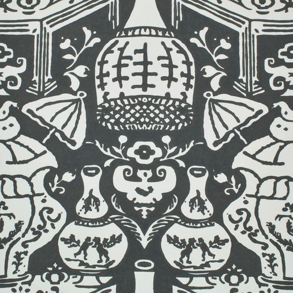 Clarence House Wallpaper 6801-20 The Vase Charcoal