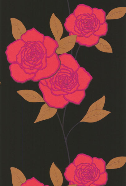 Cole & Son Wallpaper 69/6120.CS Paper Roses Fuschia/Onyx