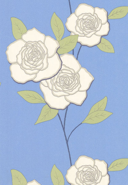 Cole & Son Wallpaper 69/6122.CS Paper Roses White/Sky