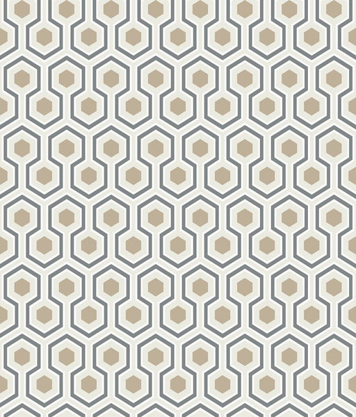 Cole & Son Wallpaper 95/3016.CS Hicks Hexagon Gilver/Wt/Bk