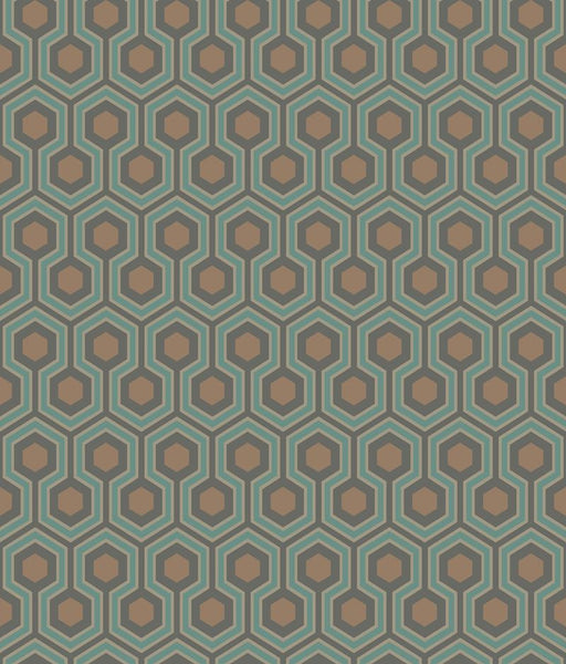 Cole & Son Wallpaper 95/3018.CS Hicks Hexagon Teal/Gold