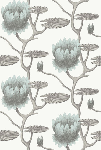 Cole & Son Wallpaper 95/4022.CS Summer Lily Aqua/White