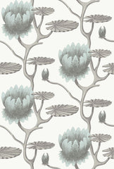 Cole & Son Wallpaper 95/4022.CS Summer Lily Aqua/White