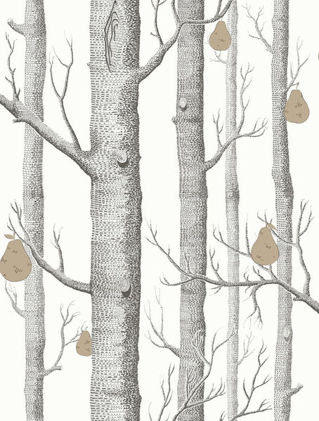 Cole & Son Wallpaper 95/5027.CS Woods & Pears Blk/Wht/Brnz