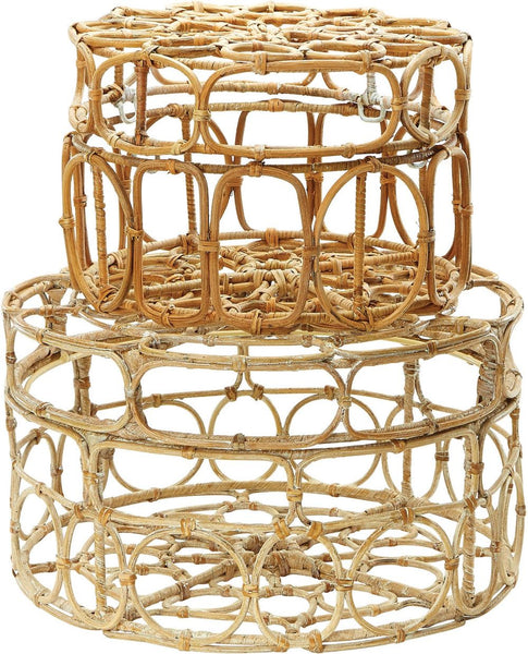 Round Washed Natural Oval Ring Box - (Set of 2)